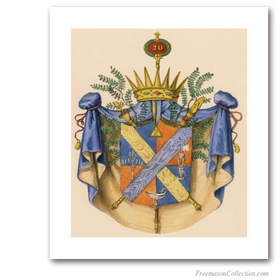 Coat of Arms of Master Ad Vitam. 1837. 20° Grado del Rito Escocés. Masonic Art