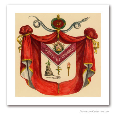 Coat of Arms of Knight of the Brazen Serpent. 1837. 25° Grado del Rito Escocés. Masonic Art