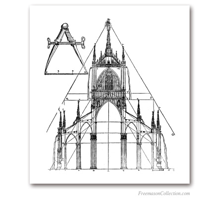 The Compass and the Cathedral. Virgil Solis, 1548. Façade de la Cathédrale de Milan. Masonic Art