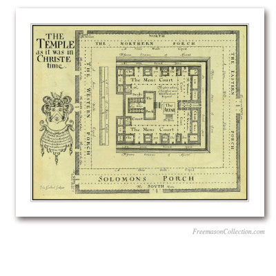 The Temple as it was in Christ time . Thomas Fuller, London, 1650. A splendid map of the Temple. Masonic Art