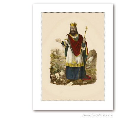 King Solomon. Albertus Magnus, 1849-1852. German Illustration. Masonic Art