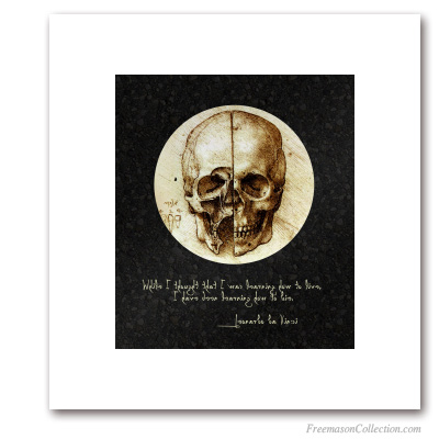 Da Vinci Skull. Leonardo da Vinci, 1489. Anatomical study of human skull. Read what wrote (inside out) Leonardo... Masonic Art