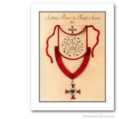 Regalia. Sublime Prince of the Royal Secret. Siglo XIX. 32° Degree. Rito Escocés. Masonic Art