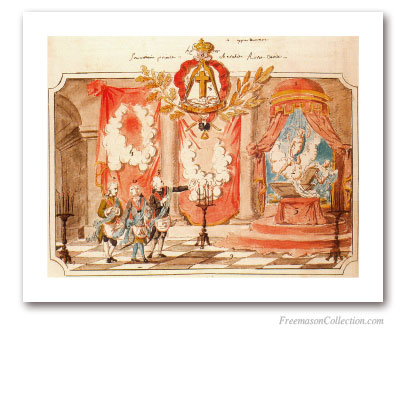 Réception au Degree de Knight Rose-Croix. circa 1782. Second appartement de la réception au Degree 18° Degree. Rito Escocés. Masonic Art